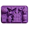 thumbnail image 2 of Halloween Chocolate Candy Silicone Mold Halloween Molds Castle Pumpkin Tombstone Skull Witch Hat Gummy Jello Baking Mold for DIY Ice Cube Sugar Halloween Party Cupcake Topper Cake Decorating, 2 of 6