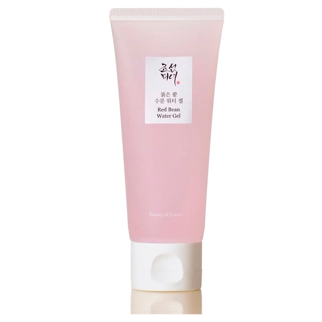 Gel Hidratante Red Bean Water Gel 100ml de Beauty of Joseon, tubo rosa translúcido con tapa blanca, gel ligero con extracto antioxidante de frijol rojo que hidrata profundamente y calma la piel, ideal para todo tipo de piel y uso diario, también adecuado para aplicar antes del suero facial.