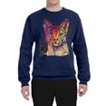thumbnail image 2 of Wild Bobby Dean Russo Colorful Cat Abyssinian Cat Lover Unisex Crewneck Graphic Sweatshirt, Navy, Small, 2 of 5