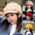 thumbnail image 4 of Multicolour Korean Boys Girls Soft Woolen Cute Kids Berets Painter Hat Baby Beret Hat Children Newsboy Cap YELLOW, 4 of 8