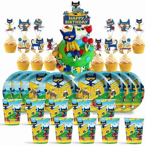 Peter Cat Birthday Cups Party Supplies Plates Decorations Cake Topper Decor