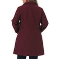 thumbnail image 3 of Agnes Orinda Women's Plus Size Notched Lapel Elegant Fall Winter Overcoat 3X Burgundy, 3 of 6