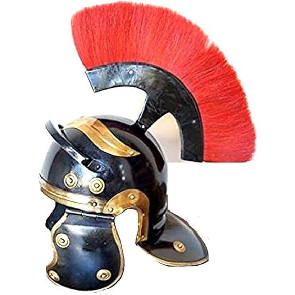 THOR INSTRUMENTS Medieval Roman Centurion Helmet Red Crest Plume Black Finish Helmet Rustic Vintage Home Decor Gifts
