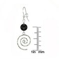 thumbnail image 5 of Beautiful Handmade Hammered Swirl Sterling Silver Beaded Earrings - Black Glass, 5 of 5