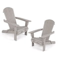 thumbnail image 1 of Gymax Folding Adirondack Chair Set of 2 w/ High Backrest & Wide Armrests Wooden Gray, 1 of 9