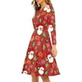 thumbnail image 2 of FKELYI Cartoon Santa Women Dress Size L Polyester Swing Twirl Skater Dress,Merry Christmas,Comfortable Women Dress Long Sleeve Party, 2 of 4