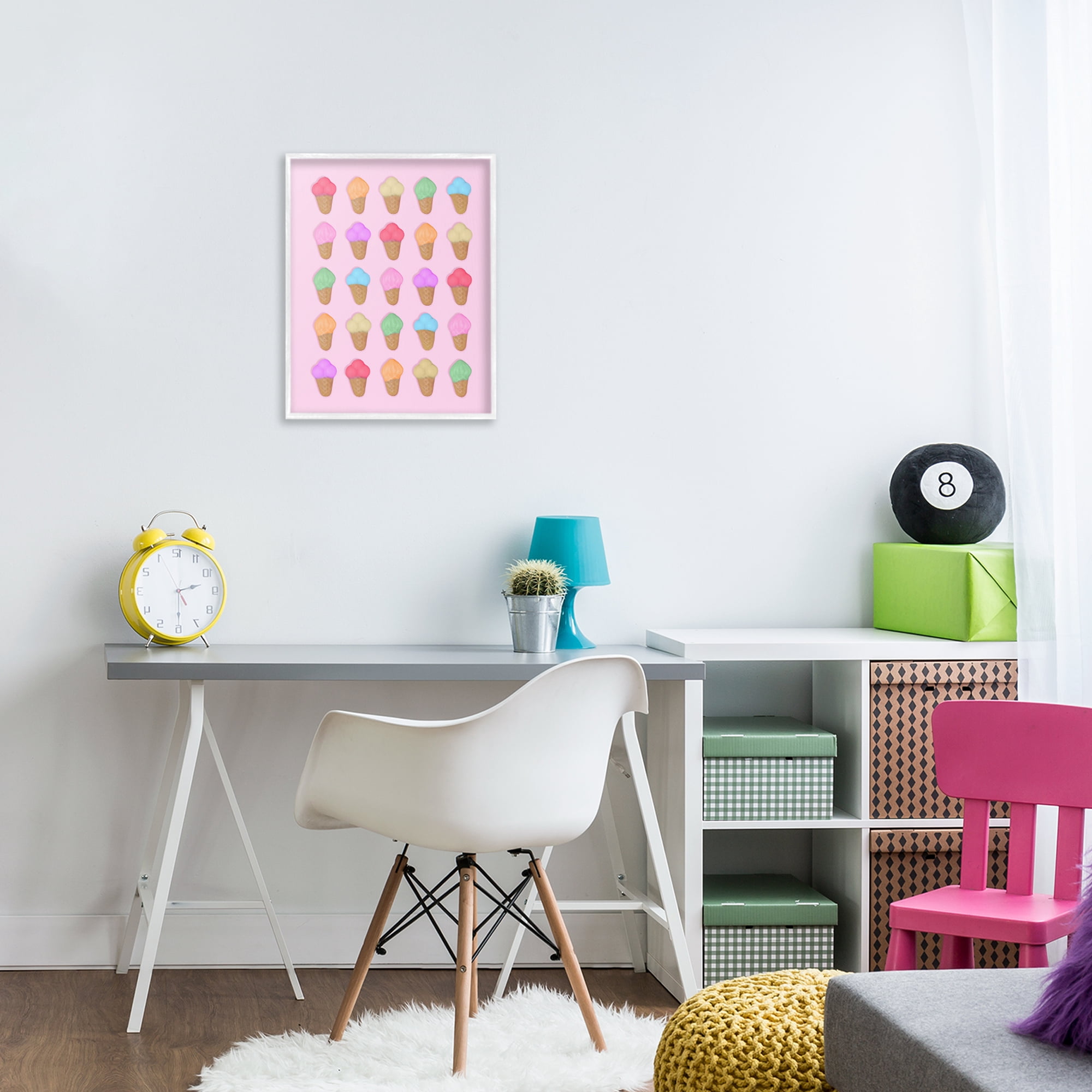 Stupell Industries Ice Cream Shaped Candies White Framed Giclee Art, design by LISH Creative