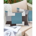 thumbnail image 6 of Pack of 2 Outdoor Pillow Covers, Mid Century Absrtact Geometric Blue Brown Gery Waterproof Square Throw Pillowcase Cushion Decorative Pillow Covers for Couch Patio Tent, 20x12 in, 6 of 6