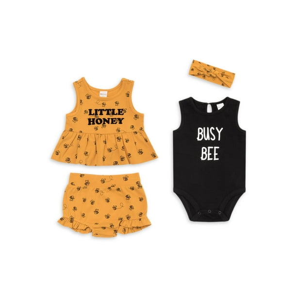 Petit Lem PL Baby by Petit Lem Baby Girl Peplum Top, Shorts, Bodysuit