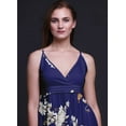 thumbnail image 2 of Bimba Robe Longue Maxi d'Été à Imprimé d'Oiseaux pour Femme, Col en V, Tenue de Villégiature de Vacances - Très Petit, Bleu Marine, 2 of 6