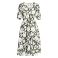 thumbnail image 5 of Time and Tru Women's Cotton Tiered Midi Dress with Elbow Length Sleeves, Sizes XS-XXXL, 5 of 5