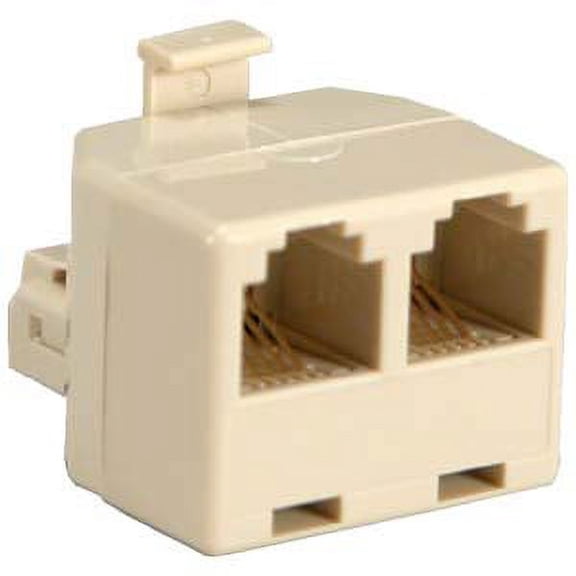 ACCL RJ11(6P4C) 1M/2F Modular T Adapter, Ivory Color, 1 Pack