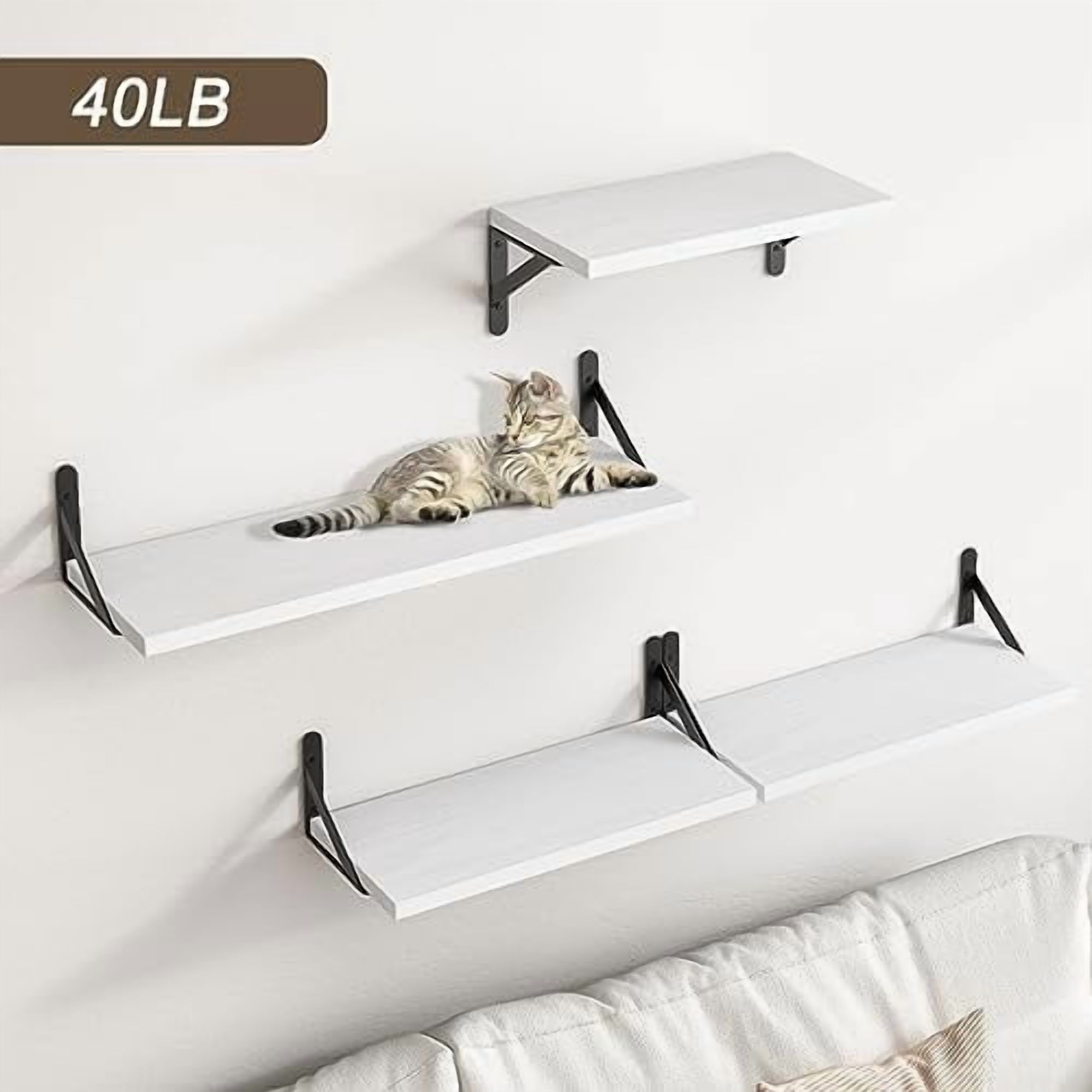 Floating Shelves for Wall, Different Sizes Rustic White Wall Shelves for Living Room, Bathroom, Bedroom, Kitchen, Home Decor (Set of 4)