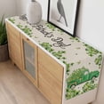 thumbnail image 4 of St. Patrick's Day Table Runner - 70 Inch Long, Kitchen Dining Table Runner Dresser Scarves, Green Shamrocks Truck Plants Retro Beige Farmhouse Decor for Coffee Tables Wedding Party Banquet, 4 of 8