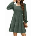 thumbnail image 2 of Vestido Estilo Babydoll Informal de Otoño con Cuello Cuadrado y Larga para Mujer. Verde S, 2 of 7