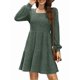 thumbnail image 2 of Vestido Estilo Babydoll Informal de Otoño con Cuello Cuadrado y Larga para Mujer. Verde XL, 2 of 7