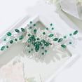 thumbnail image 1 of Granjero Gordo Horquilla de flores para novia, tocado de perlas de cristal, joyería para el cabello de boda dorada (verde), 1 of 5