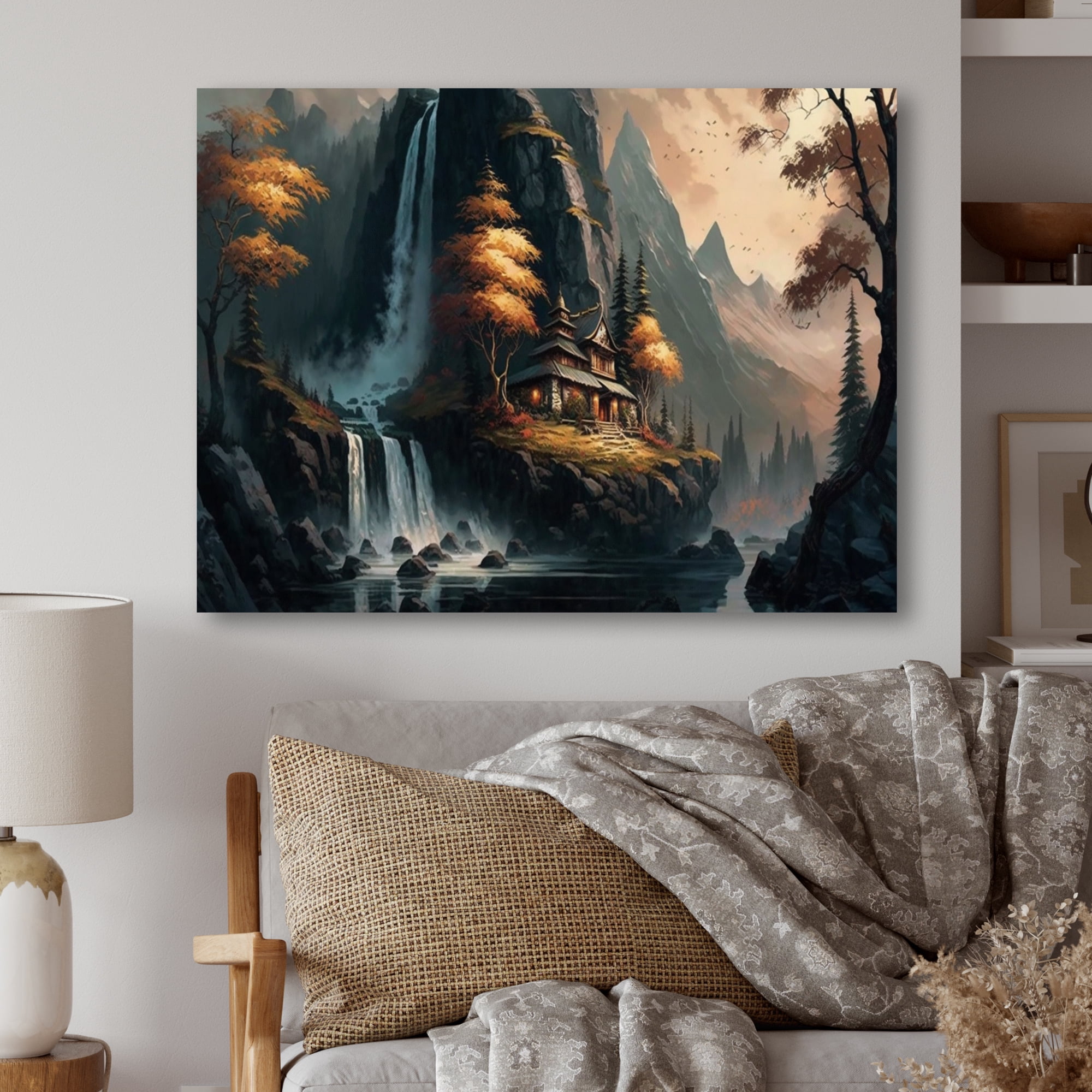 Designart Architectural Building On Island Landscape III Canvas Wall Art