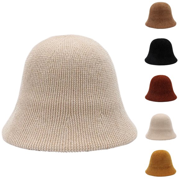 HAJWOH Women's Winter Knitted Bucket Hat Fashion Basin Cap Comfortable Warm Fisherman Hat for Outdoor Daily Wear