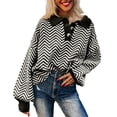 thumbnail image 7 of Fashionable women's sweaters autumn and winter clothes striped knitted retro long-sleeved loose pullover women's street wear-e-M, 7 of 7