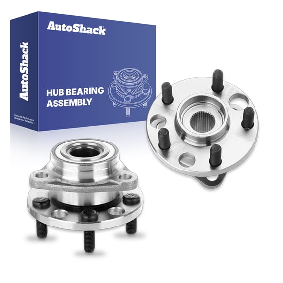 AutoShack Front Wheel Hub Bearing Assemblies - Driver and Passenger Side for Chevrolet & Pontiac, Cavalier 1984-2005 Sunfire 1995-2005, FWD L4 2.0L 2.2L 2.3L 2.4L V6 2.8L 3.1L - 5-Lug, Without ABS