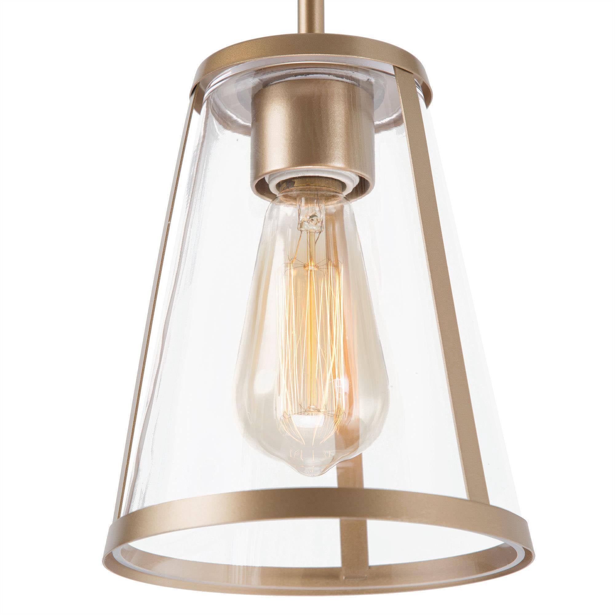 LNC 7" Modern Gold Pendant Light with Clear Glass Shade and E26 Base for Kitchen Island