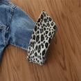 thumbnail image 3 of WhouRiu Girl's Denim Jacket Leopard Print Collar Long Sleeve Jacket Kids Lightweight Comfy Autumn Jackets Blue,Sized 9-12 M, 3 of 7