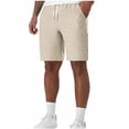 thumbnail image 3 of IhhxPro Men's Linen Athletic Shorts Cargo Men with Elastic Waist Quick Dry Multi Pocket Outdoor Casual Summer Loose Fit Lightweight Travel Hiking S-3XL, 3 of 9