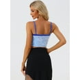 thumbnail image 3 of DARING DIVA Women's Velvet Spaghetti Strap Glitter Sequin Cami Top L Light Blue, 3 of 6