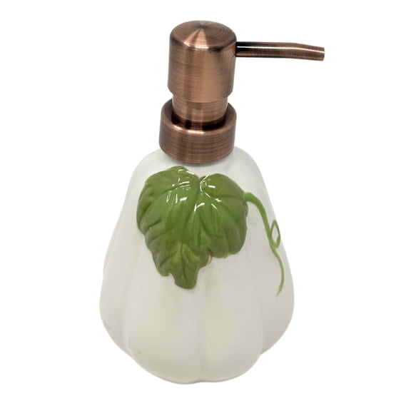 White Pumpkin Soap Dispenser 10-ounce Farmhouse Cute Kitchen Decor 6 x 3 in for Home Bathroom Sink Countertop Liquid Lotion Dish Detergent Autumn Harvest Thanksgiving Party and Holiday Gifts