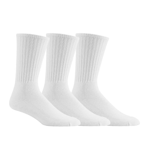Wigwam Athletic Socks, Crew, White, Men's Large, 3 PK., S1077-051-LG