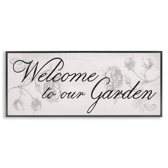 Stupell Industries French Country Vintage Welcome To The Garden Black Framed Giclee Art, 24 x 10, by Lil' Rue
