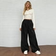 thumbnail image 6 of GrmtClth Plush Wide Leg Pants for Women Cozy Loose Fit Long Pants Casual Fleece Thermal Elastic Waist Bottoms Black S, 6 of 6