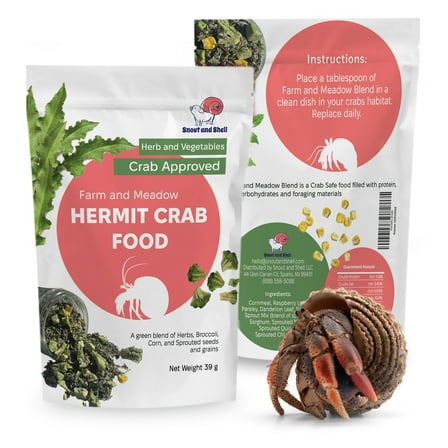 Farm & Meadow Hermit Crab Food – Corn, Broccoli & Leafy Greens with Sprouted Grains – 39g – Snout and Shell