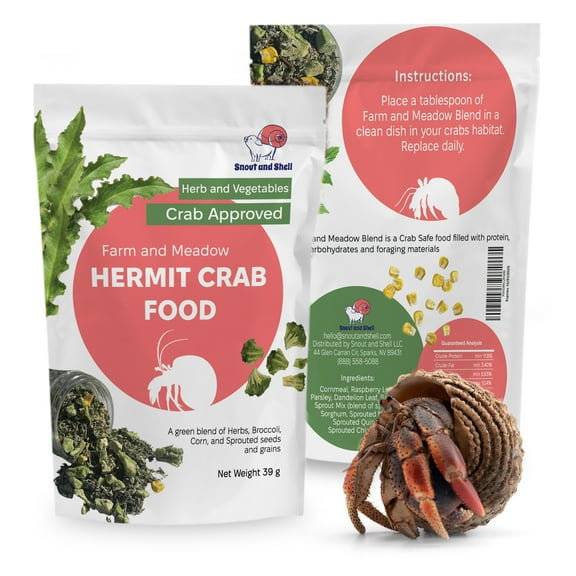 Farm & Meadow Hermit Crab Food – Corn, Broccoli & Leafy Greens with Sprouted Grains – 39g – Snout and Shell