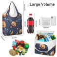 thumbnail image 3 of 5 Pack Foldable Shopping Bag,Bat Pumpkin Halloween Pattern Reusable Grocery Bags with Pockets,Large Reusable Tote Bags with Handles Waterproof & Lightweight, 3 of 6