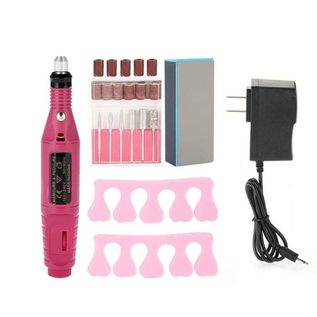 Gel Nails Acrylic Nails - Yosoo Pen Shape Electric Nail Drill Manicure Filer Kit Nail Polish Machine set with 6 Acrylic Gel Remover Pedicure Tools Nail Art