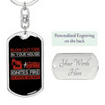 thumbnail image 2 of Ignites In Your Heart Firefighter Stainless Steel or 18k Gold Premium Swivel Dog Tag Keychain, 2 of 10