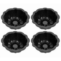 4 Inch Nonstick Mini Bundt Cake Pans, Black Carbon Steel Fluted Molds for Baking Cupcakes, Brownies, and Tarts 4PC