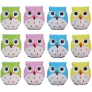 12Pcs Novelty Cartoon Animal Owl Pattern Two-Holes Pencil Sharpeners, Creative Stationery Sharpener