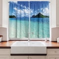 thumbnail image 2 of Ambesonne Tropical Kitchen Curtains, Sea Sky Clouds Landscape, 55"x39", Seafoam and Dark Night Blue, 2 of 3