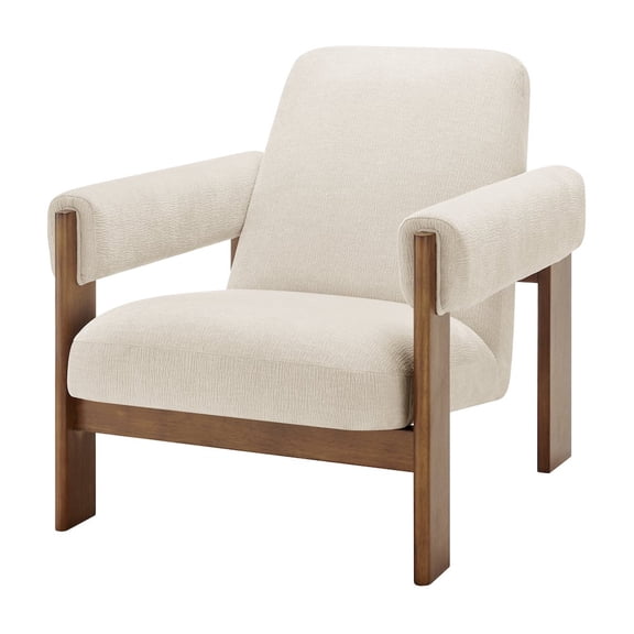 New Pacific Direct Silvia Fabric Accent Arm Chair in Dazzle Cream