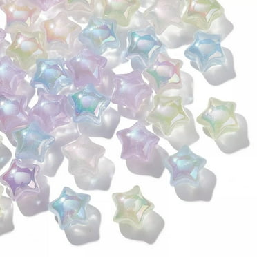 U8MO 50x Acrylic Clear Celestial Star Loose Spacer Beads for DIY Jewelry Craft