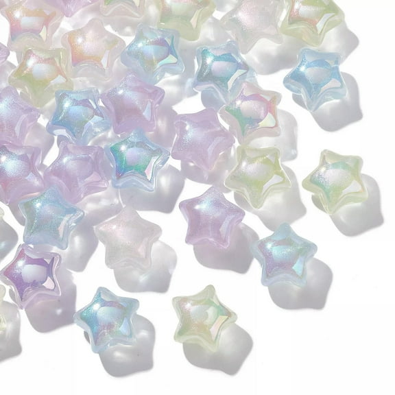 U8MO 50x Acrylic Clear Celestial Star Loose Spacer Beads for DIY Jewelry Craft