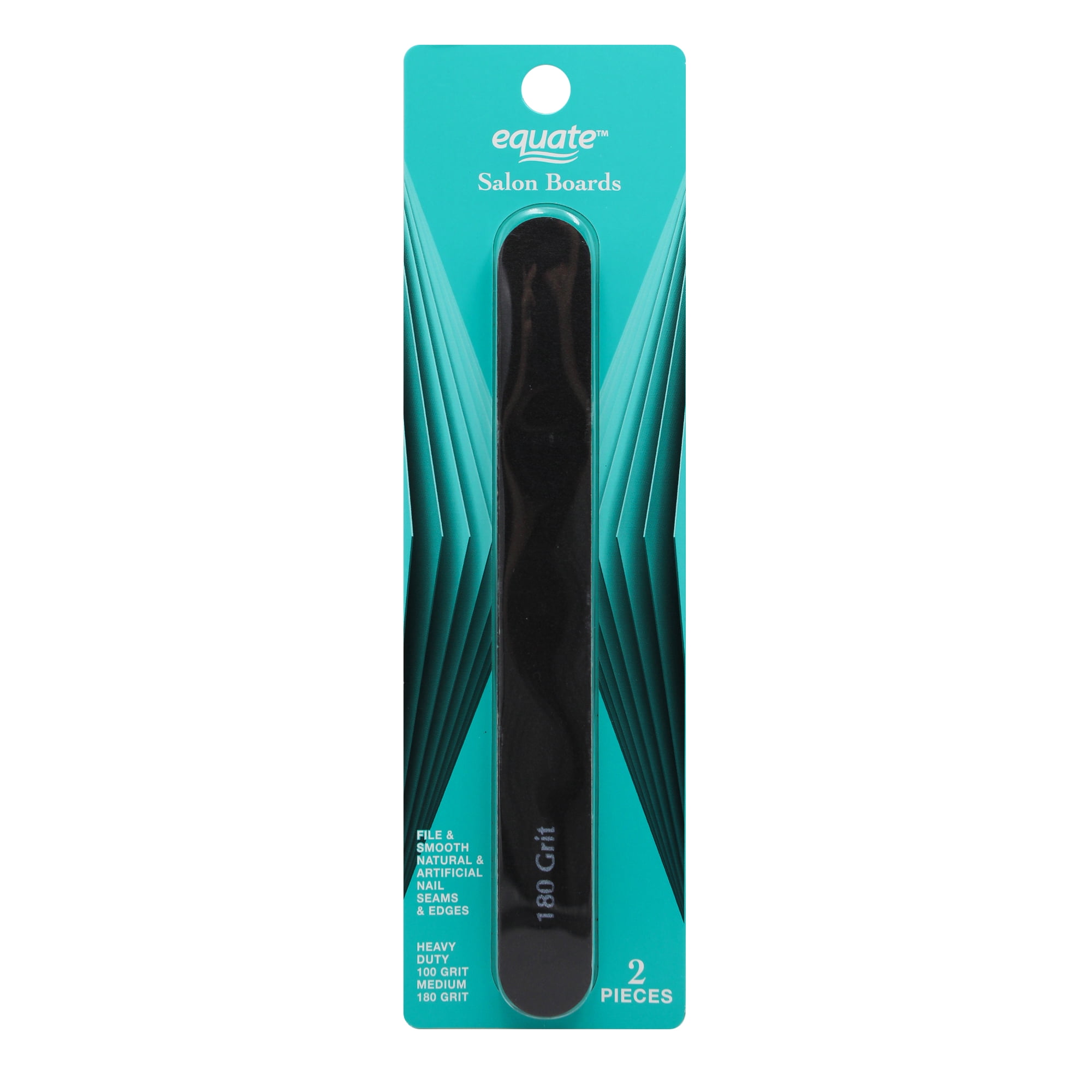 Equate Dual-Sided Nail Files, 100/180 Grit, Black, 2 Pack