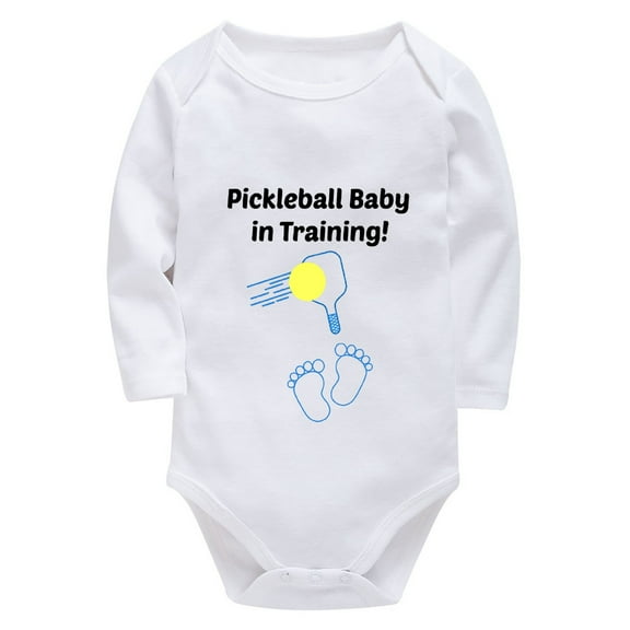 Pickleball Baby In Training Newborn Outfit Neutral Long Sleeve Gender Neutral Baby Clothes Set White Boy Onsies