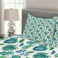 thumbnail image 3 of Ambesonne Green Leaf Quilted Bedspread Set 3 Pcs, Monstera Coconut Palm, King Size, Turquoise and Navy Blue, 3 of 4
