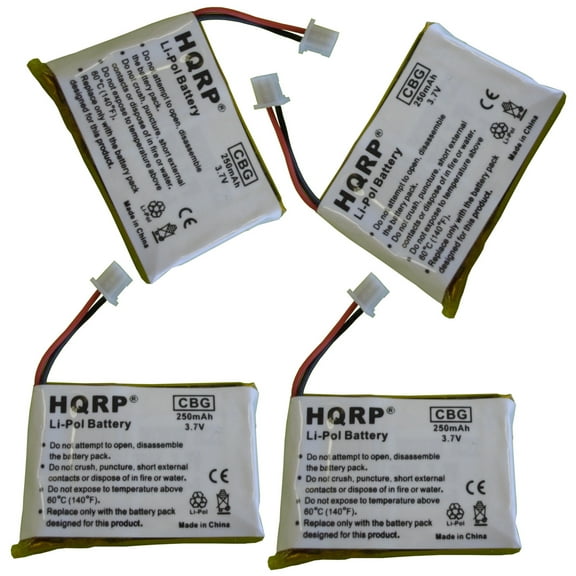 HQRP 4-Pack Battery Works with Plantronics AWH-54 / AWH54, AWH-55 / AWH55, AWH-65 / AWH65, CS50 / PL-CS-50 Headset