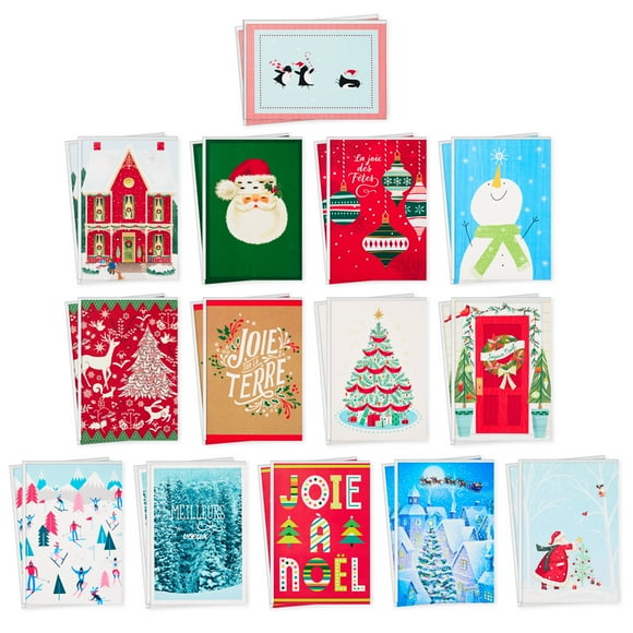 Assortiment de cartes de Noël en français dans une boîte, Image Arts, vœux sincères (paquet de 28 cartes et enveloppes)