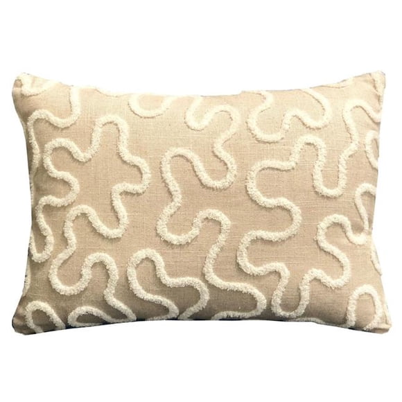 Plutus Brands PBRA2336-2222-DP Coussin Décoratif de Luxe Géométrique Beige Chandra Taal 22 x 22 Po